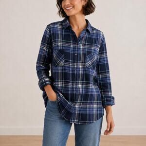 90s grunge‎ blue plaid flannel